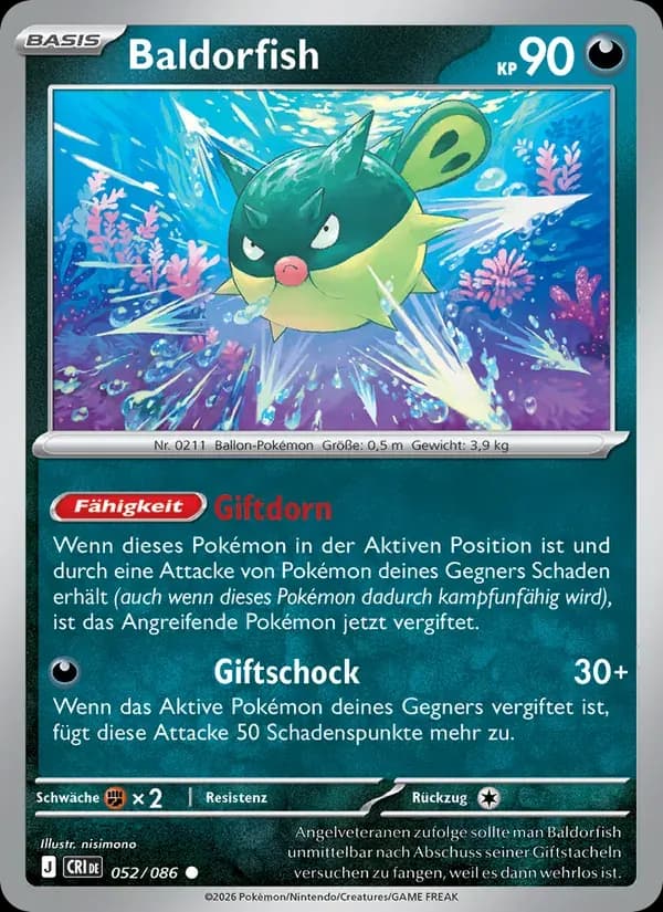 Baldorfish — Wachsendes Chaos 52 German Pokémon card