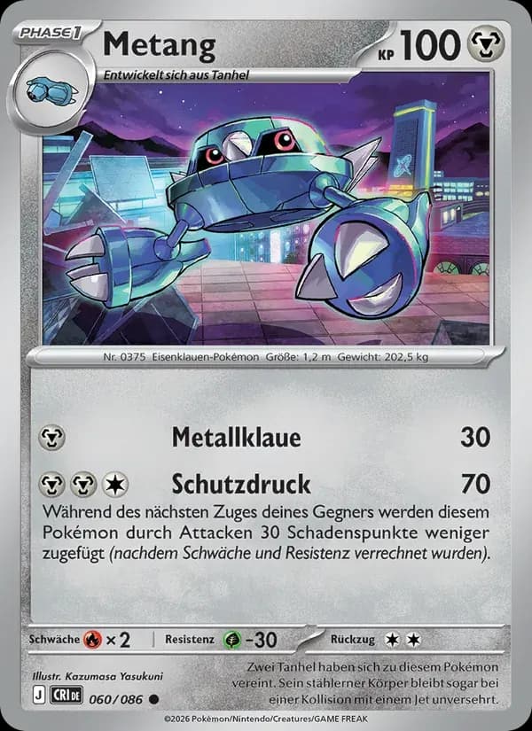 Metang — Wachsendes Chaos 60 German Pokémon card