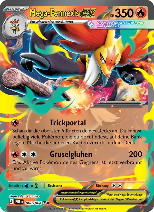 Mega-Fennexis-ex — Dunkelnacht 8 German Pokémon card