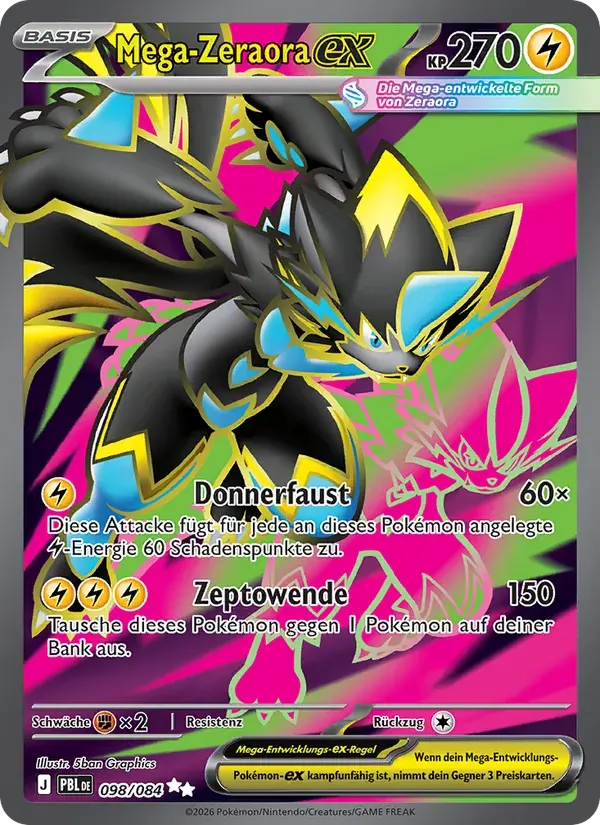 Mega-Zeraora-ex — Dunkelnacht 98 German Pokémon card