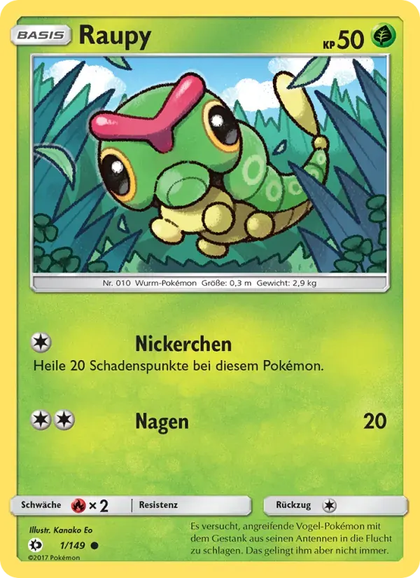 Raupy — Sonne & Mond 1 German Pokémon card