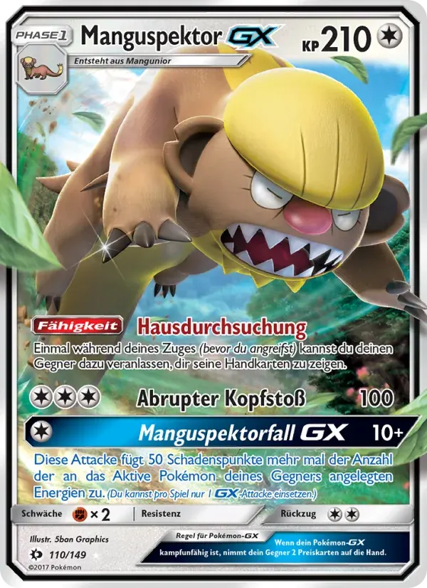 Manguspektor GX — Sonne & Mond 110 German Pokémon card