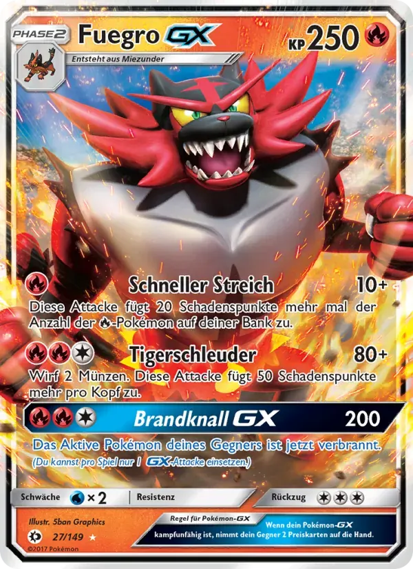 Fuegro GX — Sonne & Mond 27 German Pokémon card