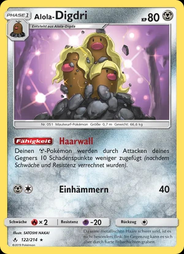 Alola-Digdri — Kräfte im Einklang 122 German Pokémon card