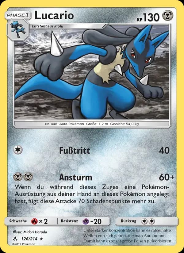 Lucario — Kräfte im Einklang 126 German Pokémon card
