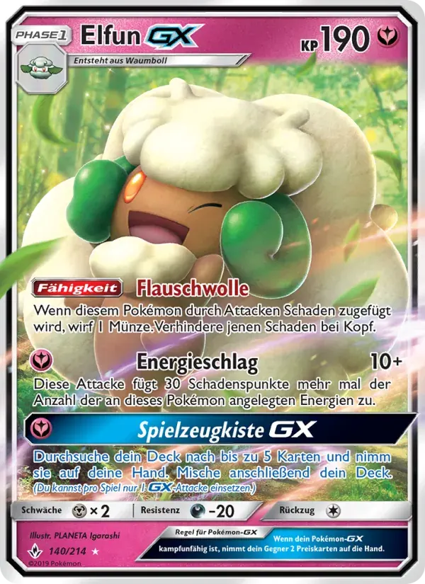 Elfun GX — Kräfte im Einklang 140 German Pokémon card