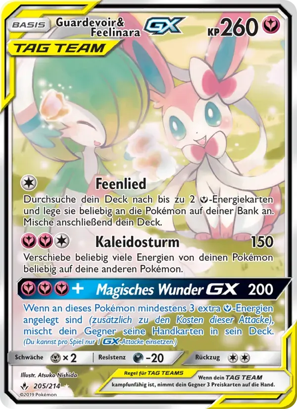 Guardevoir & Feelinara GX — Kräfte im Einklang 205 German Pokémon card