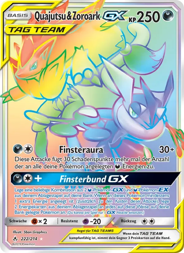 Quajutsu & Zoroark GX — Kräfte im Einklang 222 German Pokémon card