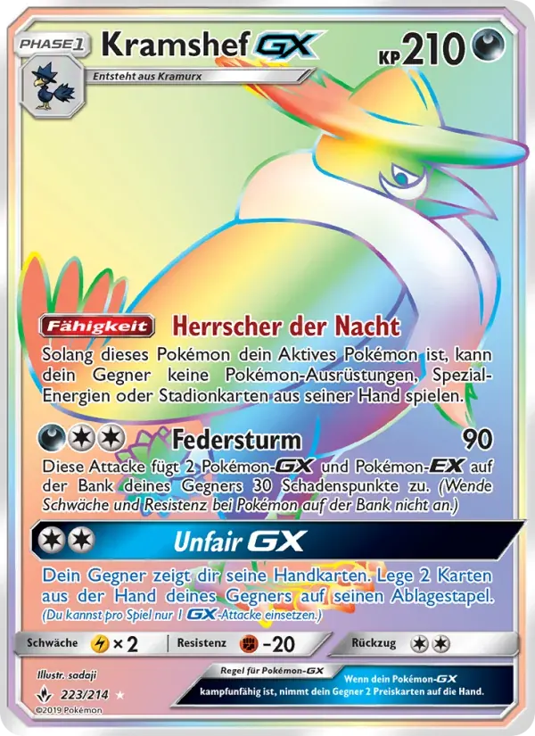 Kramshef GX — Kräfte im Einklang 223 German Pokémon card