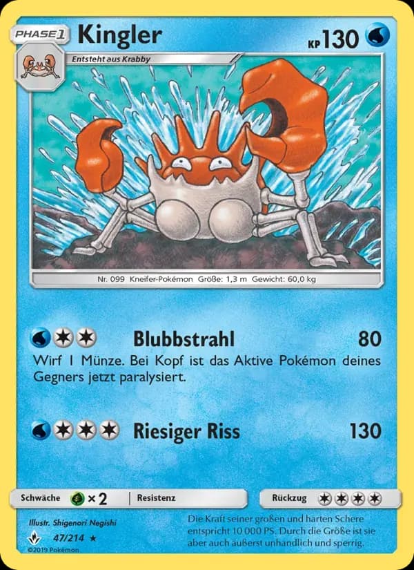 Kingler — Kräfte im Einklang 47 German Pokémon card