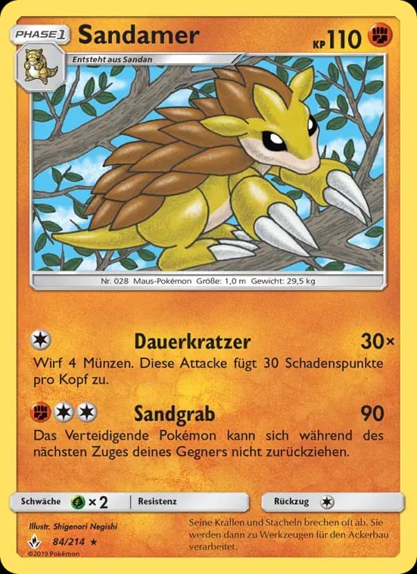 Sandamer — Kräfte im Einklang 84 German Pokémon card