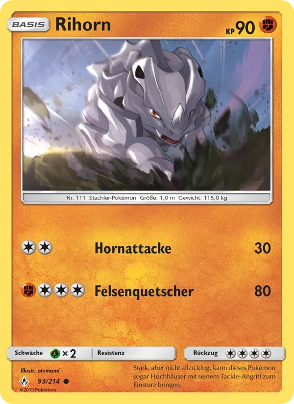 Rihorn — Kräfte im Einklang 93 German Pokémon card