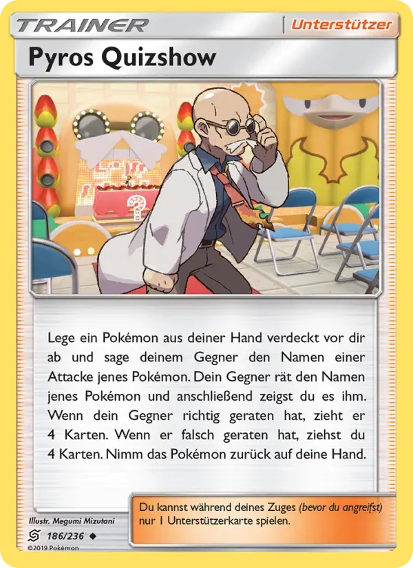 Pyros Quizshow — Bund der Gleichgesinnten 186 German Pokémon card