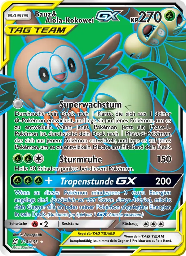 Bauz & Alola-Kokowei GX — Bund der Gleichgesinnten 214 German Pokémon card