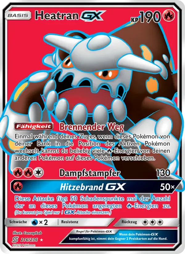 Heatran GX — Bund der Gleichgesinnten 216 German Pokémon card