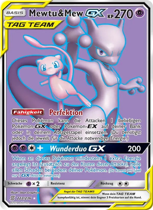 Mewtu & Mew GX — Bund der Gleichgesinnten 222 German Pokémon card
