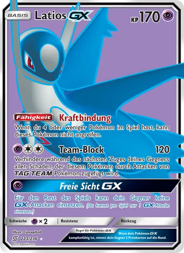 Latios GX — Bund der Gleichgesinnten 223 German Pokémon card