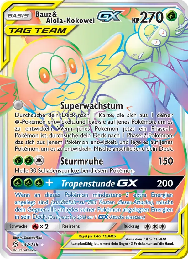 Bauz & Alola-Kokowei GX — Bund der Gleichgesinnten 237 German Pokémon card