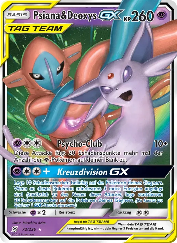 Psiana & Deoxys GX — Bund der Gleichgesinnten 72 German Pokémon card