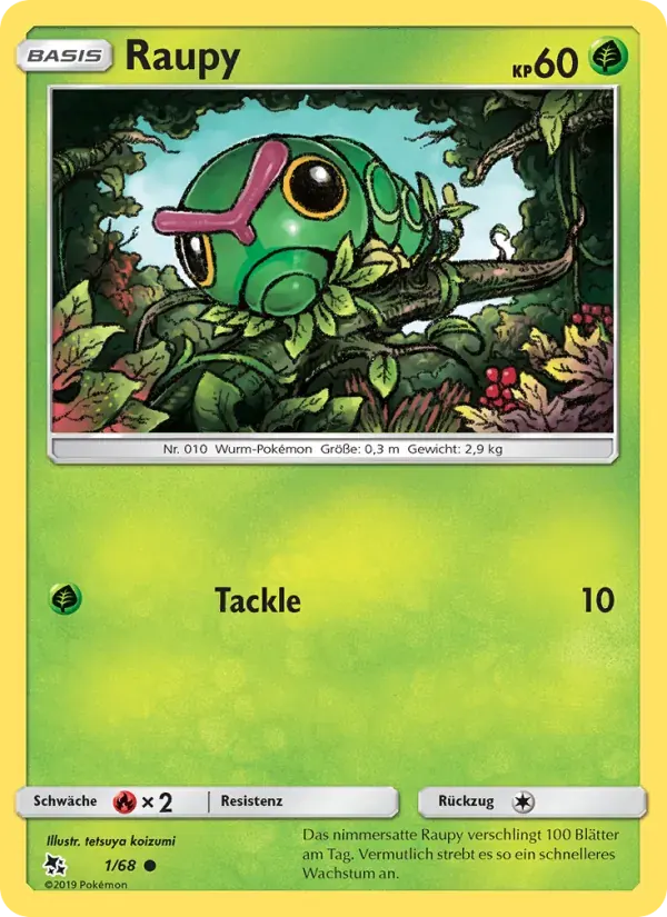 Raupy — Verborgenes Schicksal 1 German Pokémon card