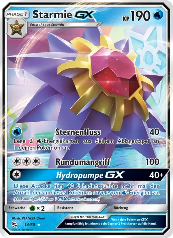 Starmie-GX — Verborgenes Schicksal 14 German Pokémon card