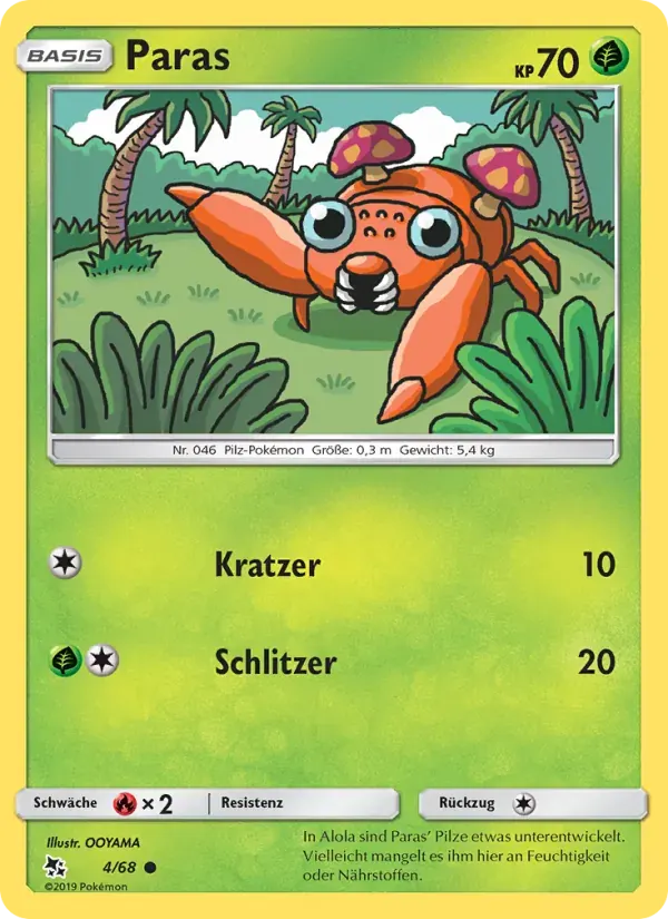 Paras — Verborgenes Schicksal 4 German Pokémon card
