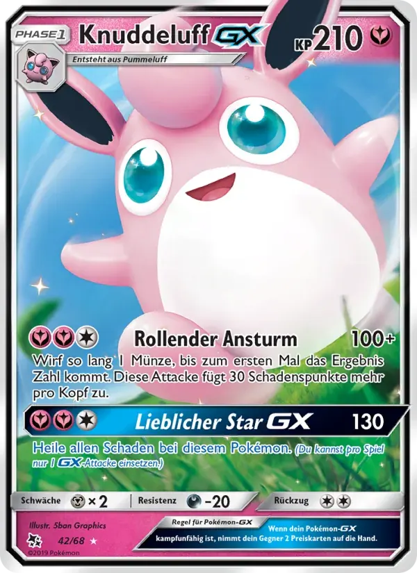 Knuddeluff-GX — Verborgenes Schicksal 42 German Pokémon card