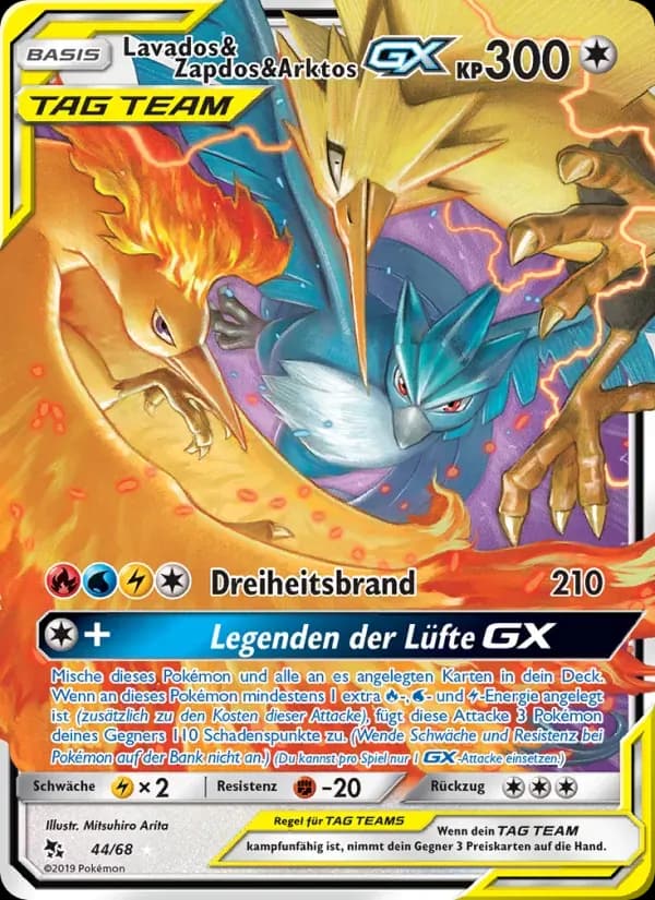 Lavados & Zapdos & Arktos-GX — Verborgenes Schicksal 44 German Pokémon card