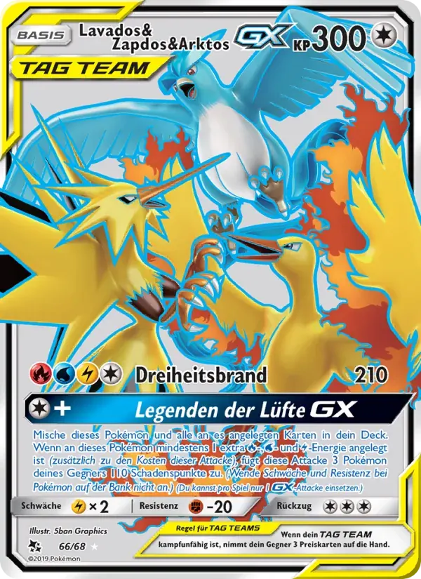 Lavados & Zapdos & Arktos-GX — Verborgenes Schicksal 66 German Pokémon card