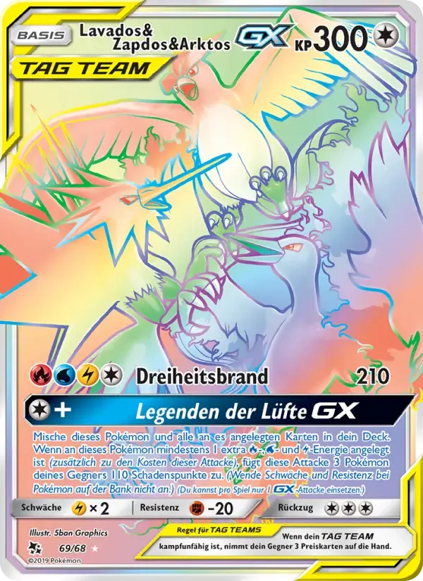 Lavados & Zapdos & Arktos-GX — Verborgenes Schicksal 69 German Pokémon card