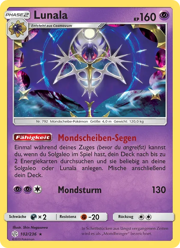Lunala — Welten im Wandel 102 German Pokémon card