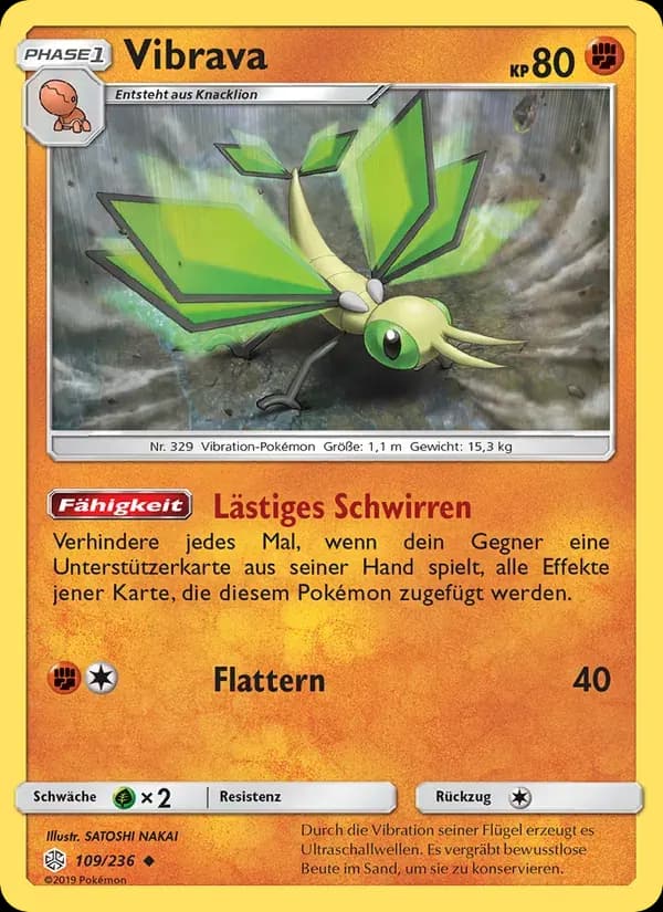 Vibrava — Welten im Wandel 109 German Pokémon card