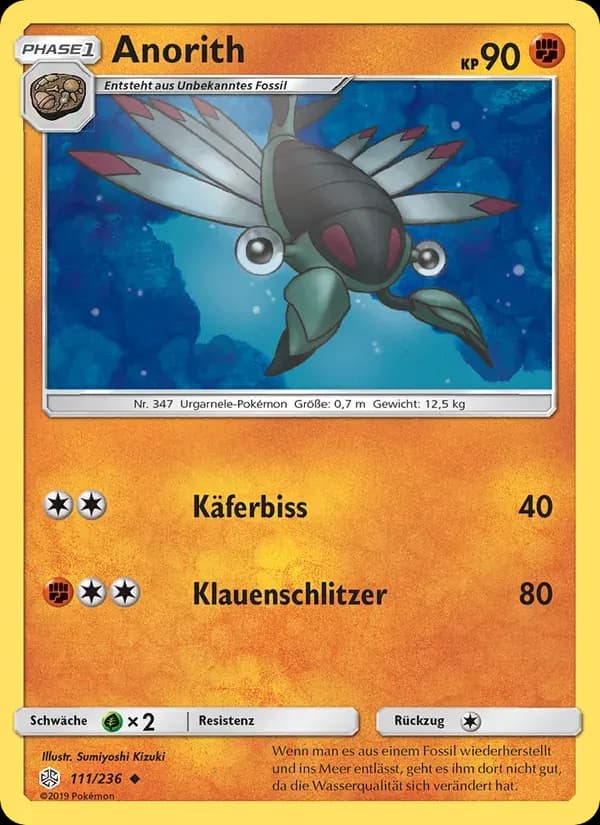 Anorith — Welten im Wandel 111 German Pokémon card