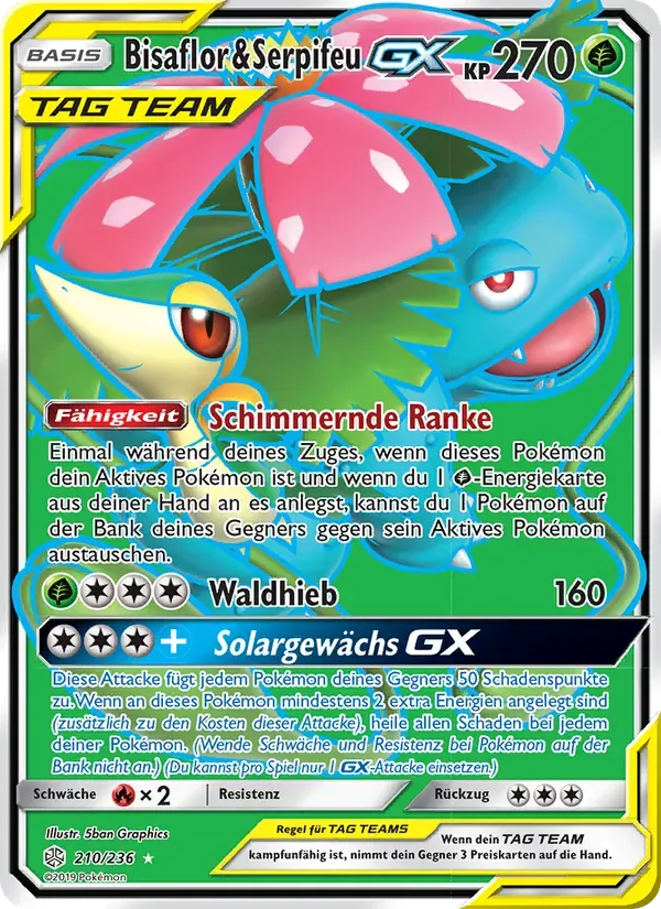 Bisaflor & Serpifeu GX — Welten im Wandel 210 German Pokémon card