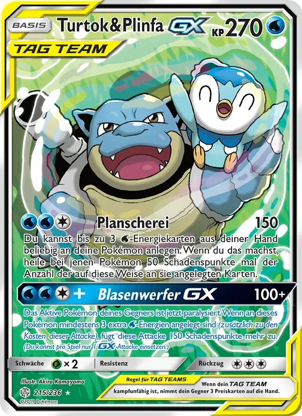 Turtok & Plinfa GX — Welten im Wandel 215 German Pokémon card