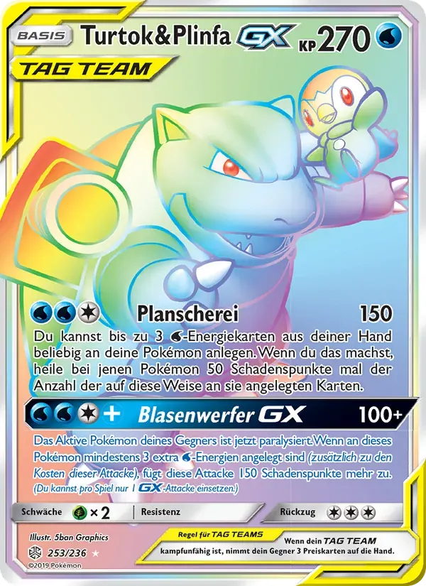 Turtok & Plinfa GX — Welten im Wandel 253 German Pokémon card