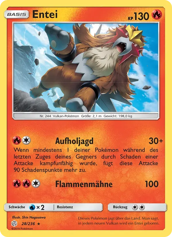 Entei — Welten im Wandel 28 German Pokémon card