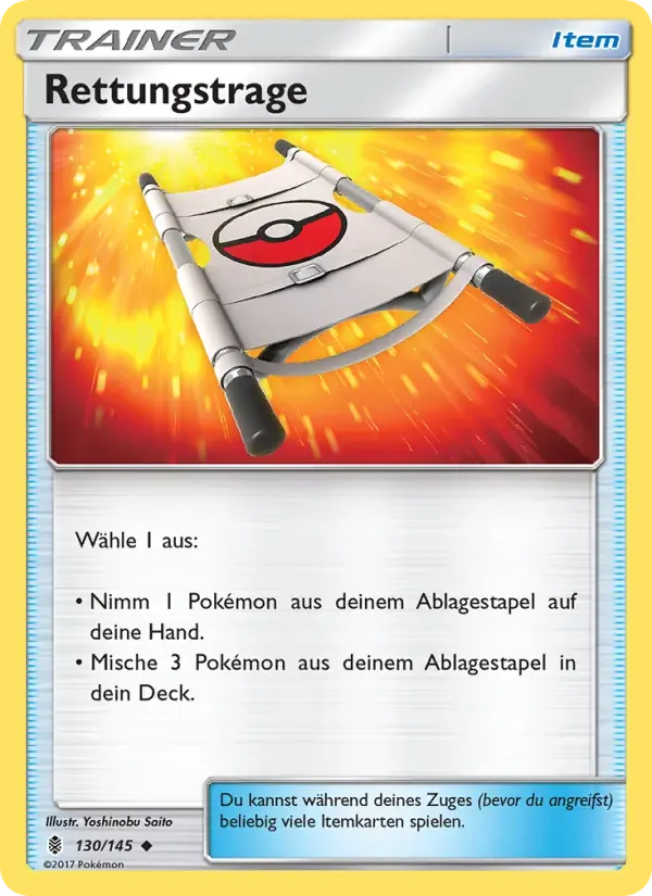 Rettungstrage — Stunde der Wächter 130 German Pokémon card