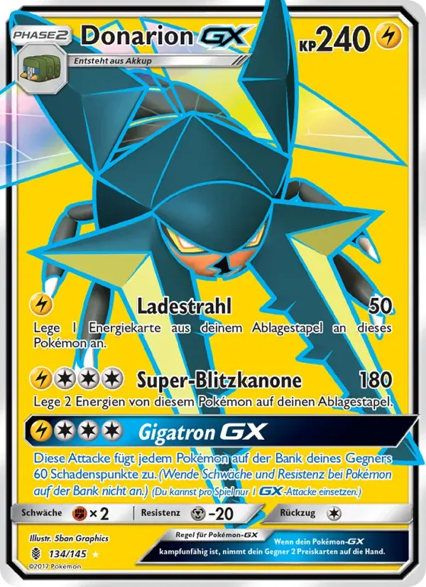 Donarion GX — Stunde der Wächter 134 German Pokémon card