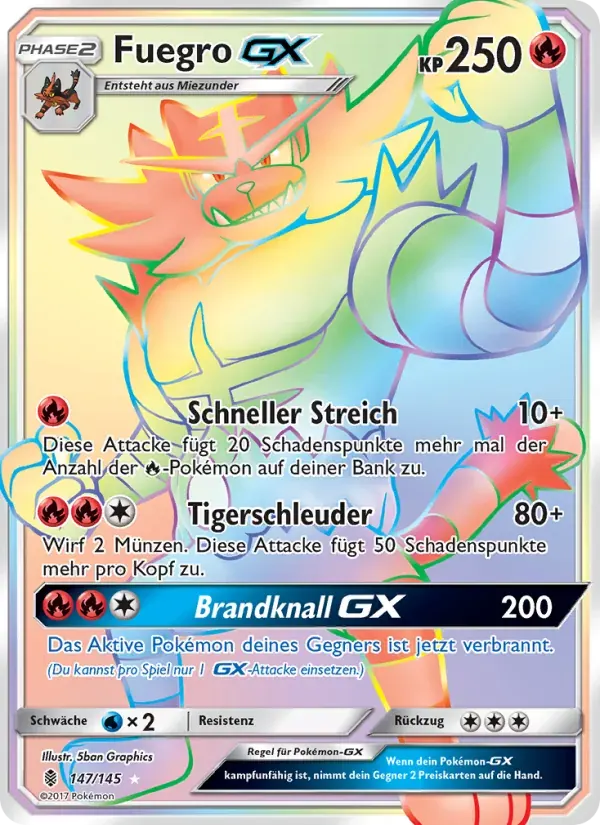 Fuegro GX — Stunde der Wächter 147 German Pokémon card