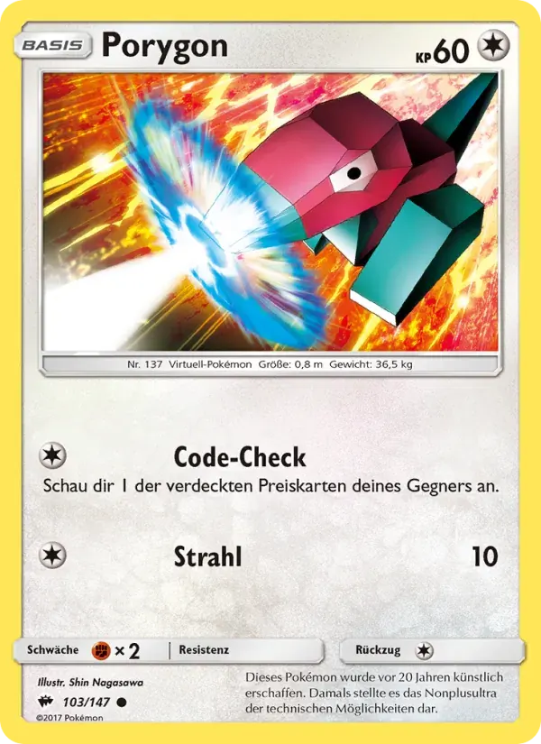 Porygon — Nacht in Flammen 103 German Pokémon card