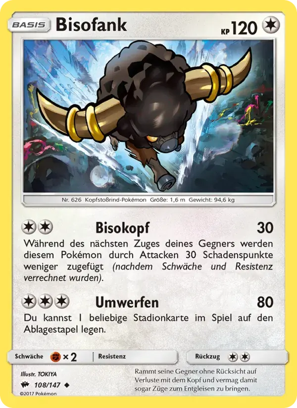 Bisofank — Nacht in Flammen 108 German Pokémon card