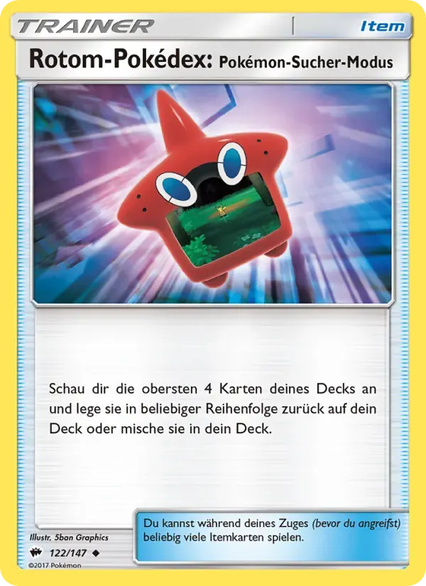 Rotom-Pokédex: Pokémon-Sucher-Modus — Nacht in Flammen 122 German Pokémon card