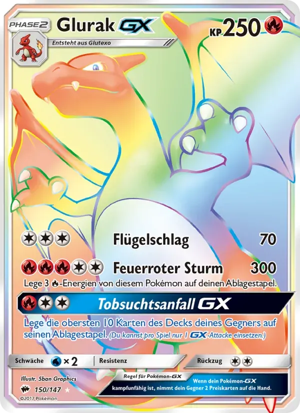 Glurak GX — Nacht in Flammen 150 German Pokémon card