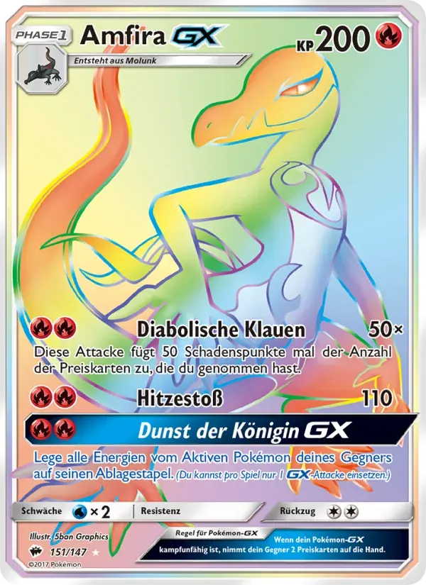 Amfira GX — Nacht in Flammen 151 German Pokémon card
