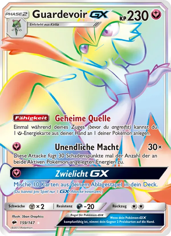 Guardevoir GX — Nacht in Flammen 159 German Pokémon card