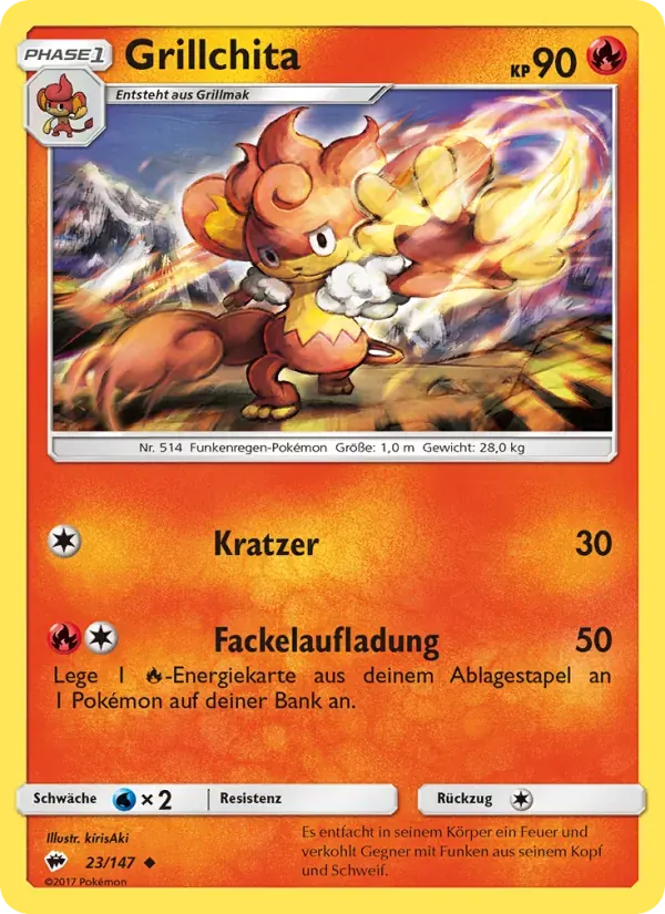 Grillchita — Nacht in Flammen 23 German Pokémon card