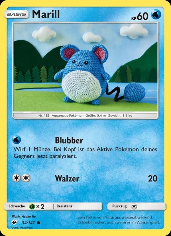 Marill — Nacht in Flammen 34 German Pokémon card