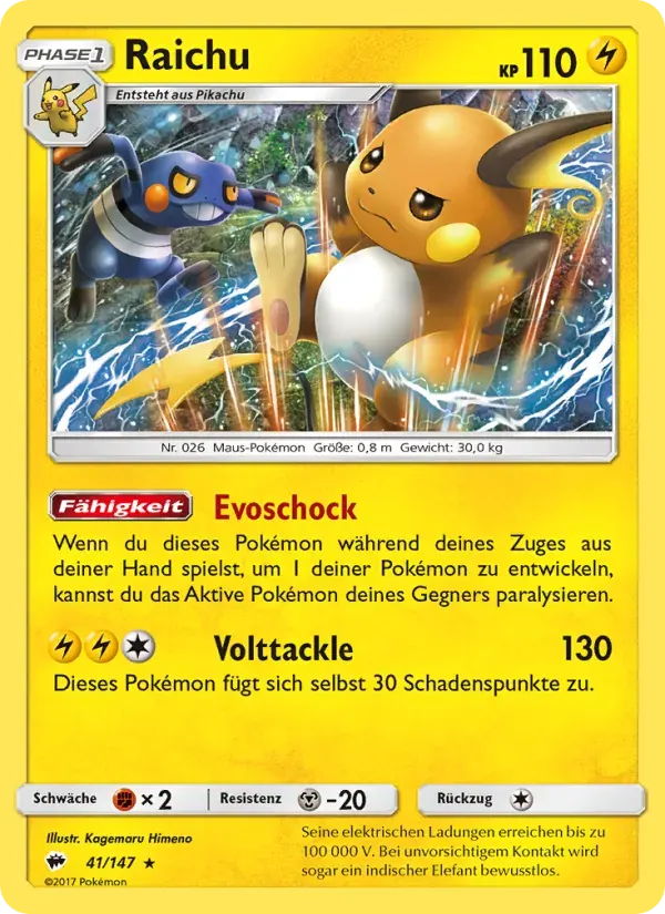Raichu — Nacht in Flammen 41 German Pokémon card