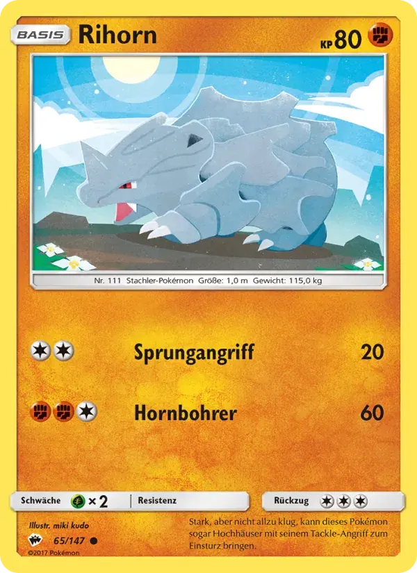 Rihorn — Nacht in Flammen 65 German Pokémon card